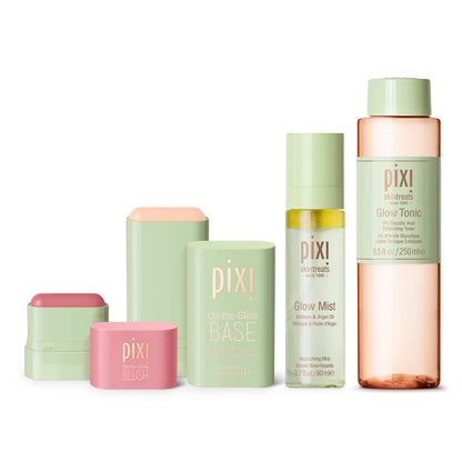 Pixi Beauty Ultimate Glow Skin Routine Set displayed together for a complete skincare regimen.