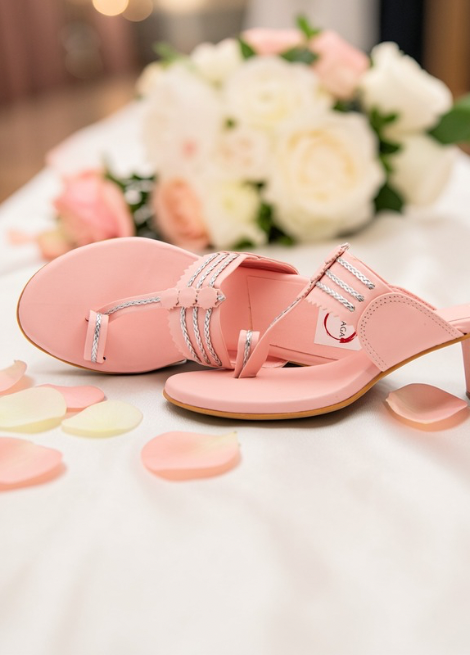 Dhaga Pink Block Heel Kolhapuri for Women