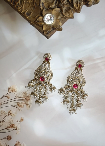 Dhaga Royal Ruby Chandbali Drop Earrings