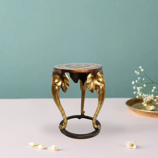 Brass Stool Statue 18Kg - PUSHMYCART