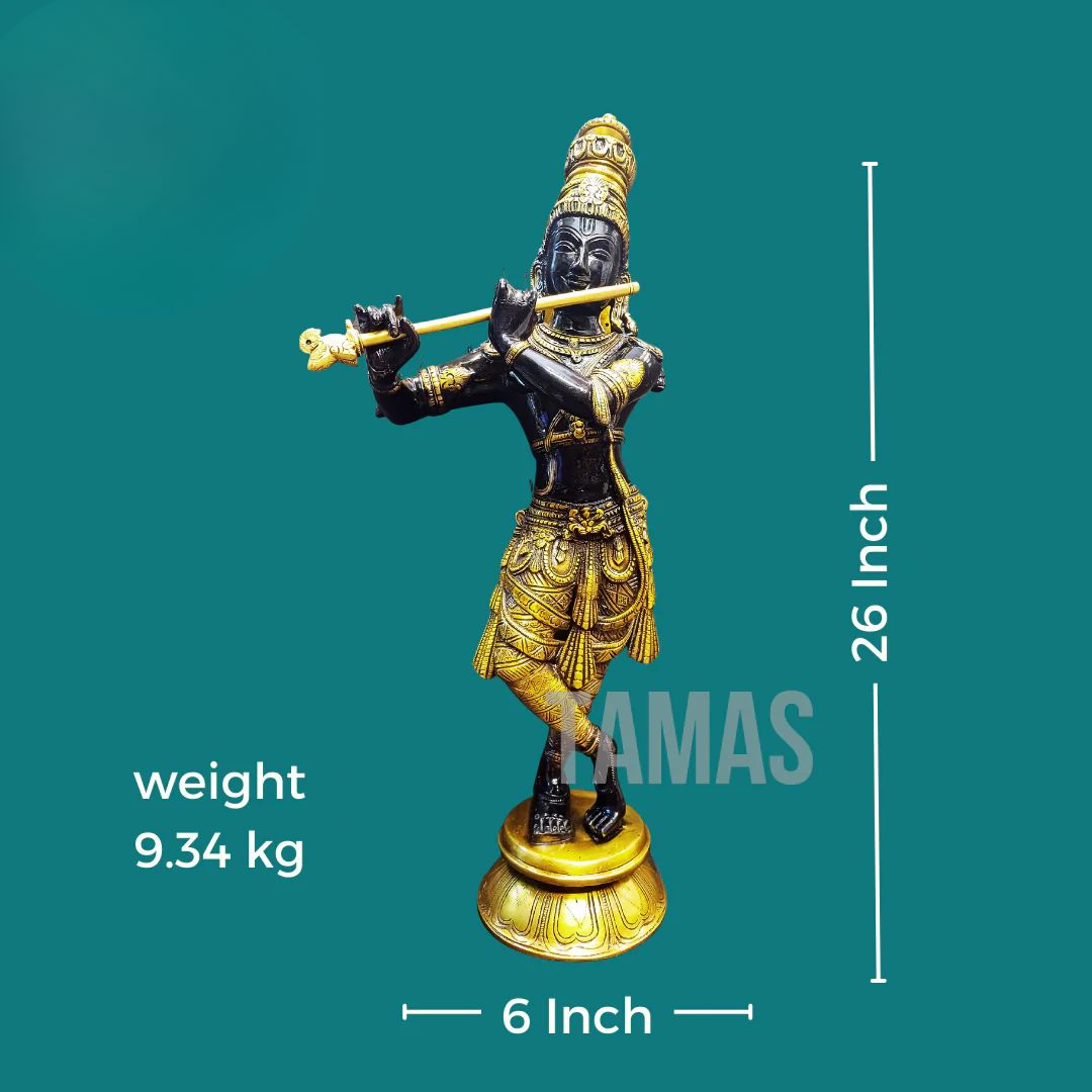 Tamas Brass Black Krishna Statue - PUSHMYCART