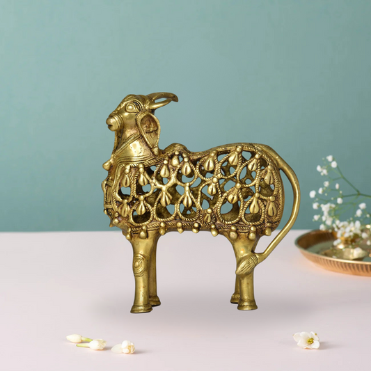 Brass Nandi Jali Statue 2.1Kg - PUSHMYCART