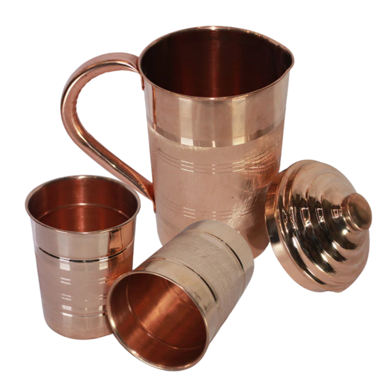 Pure Copper 1 liter Water Jug with 2 Free Copper Glasses