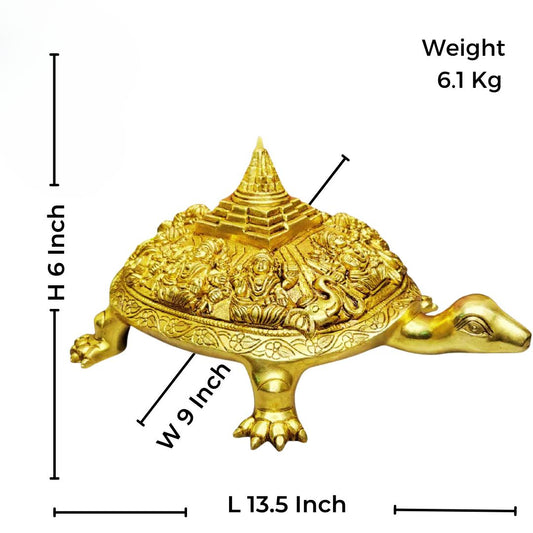 Tamas Brass Handcrafted Lord Ashtalakshmi/Ashta Lakshmi on Tortoise Meru Shree Yantra   Statue / Idol with Antique Finish - PUSHMYCART