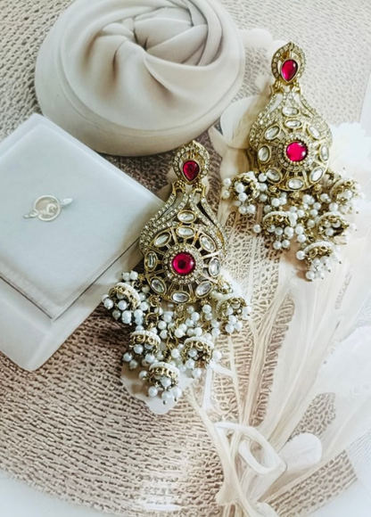 Dhaga Royal Ruby Chandbali Drop Earrings