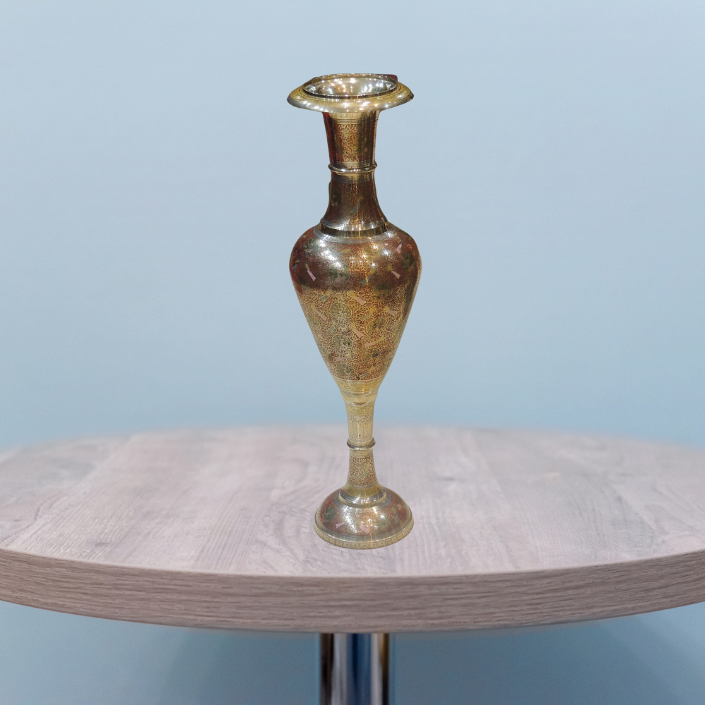 Brass Coloured Flower Vase With Handwork 4.05Kg - PUSHMYCART
