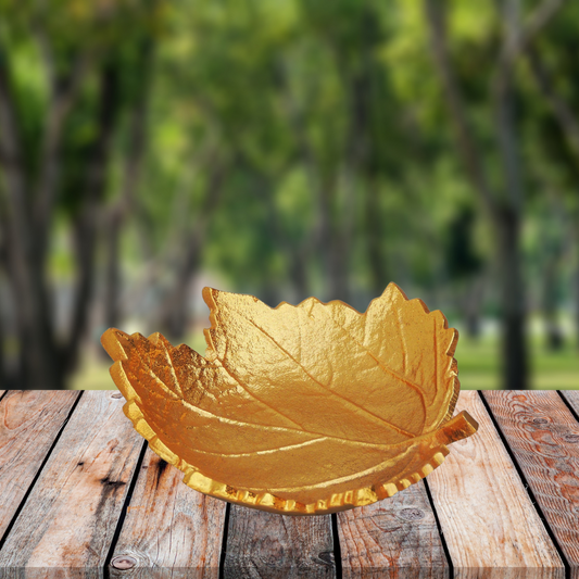 Brass Decorative Gold Plated Leaf Bowl 0.186kg - PUSHMYCART