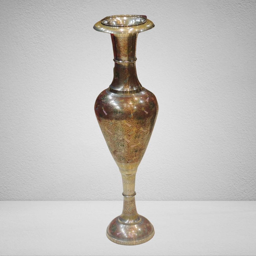 Brass Coloured Flower Vase With Handwork 4.05Kg - PUSHMYCART