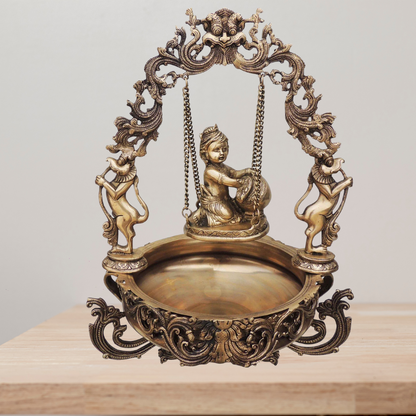 Urli With Decoration Brass Krishna 11.765kg - PUSHMYCART