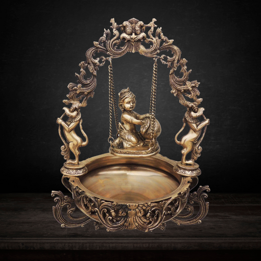 Urli With Decoration Brass Krishna 11.765kg - PUSHMYCART