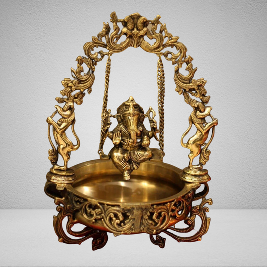 Brass Made Lord Ganesha Urli 12.05kg - PUSHMYCART