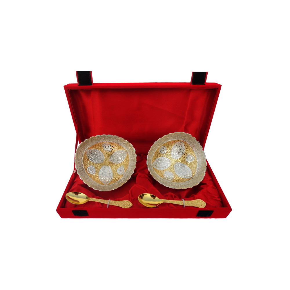 Brass 2 Bowl Set with Velvet Box 0.12kg - PUSHMYCART