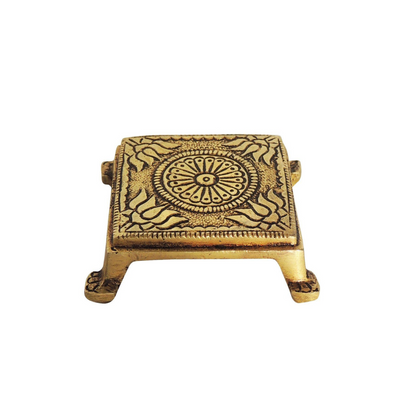 Brass Chowki | Brass Stool For Idols 0.1Kg - PUSHMYCART