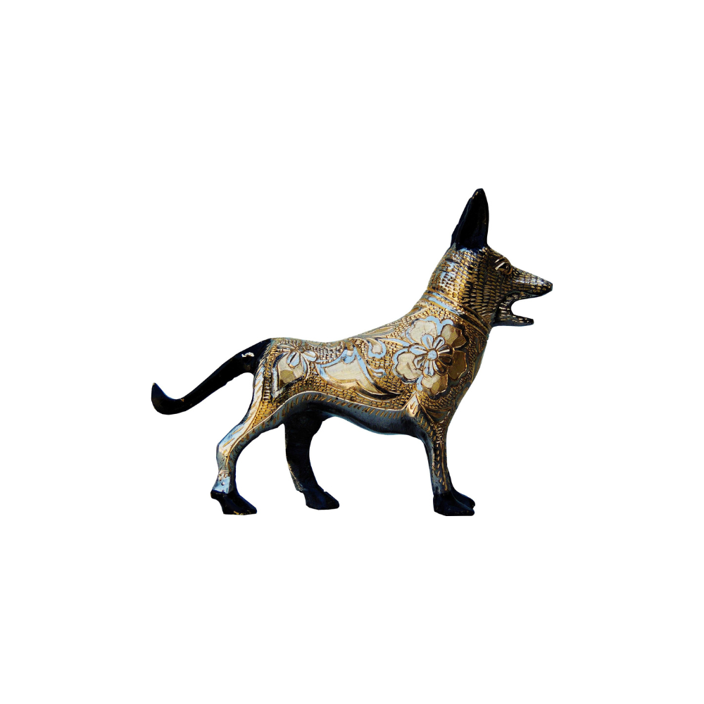 Brass Showpiece Dog Statue 0.443kg - PUSHMYCART