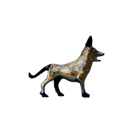 Brass Showpiece Dog Statue 0.443kg - PUSHMYCART