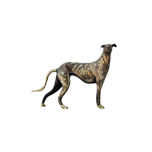 Brass Showpiece Dog Statue 1.145kg - PUSHMYCART