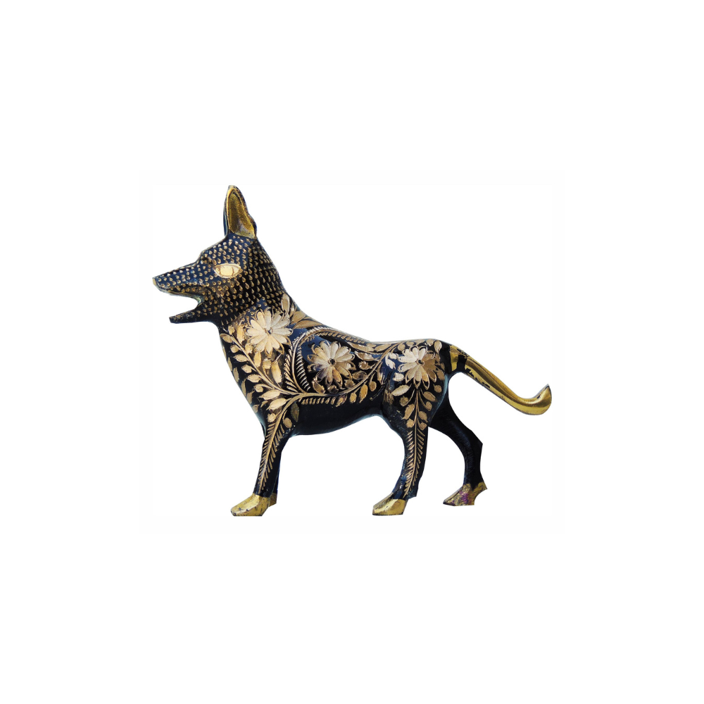 Brass Showpiece Dog Statue 0.438kg - PUSHMYCART