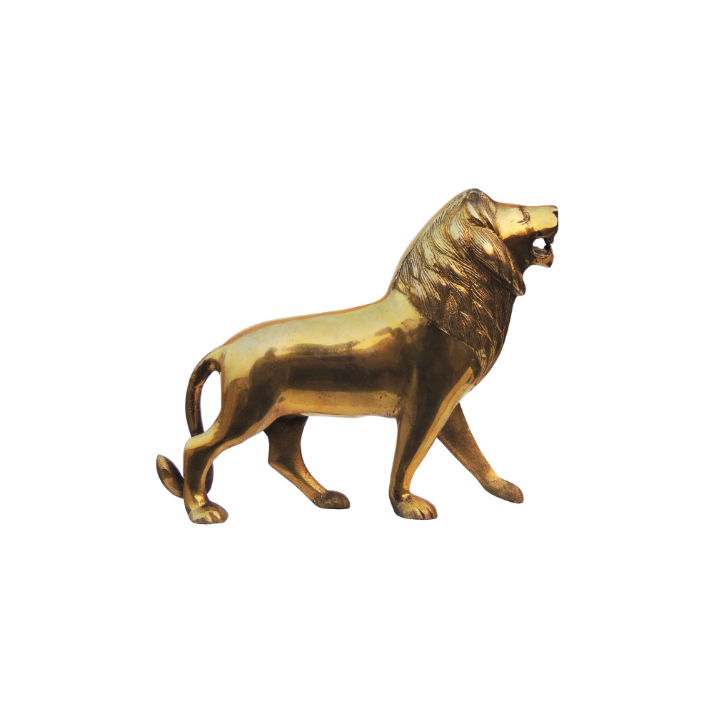 Brass Showpiece Lion Statue 0.98kg - PUSHMYCART