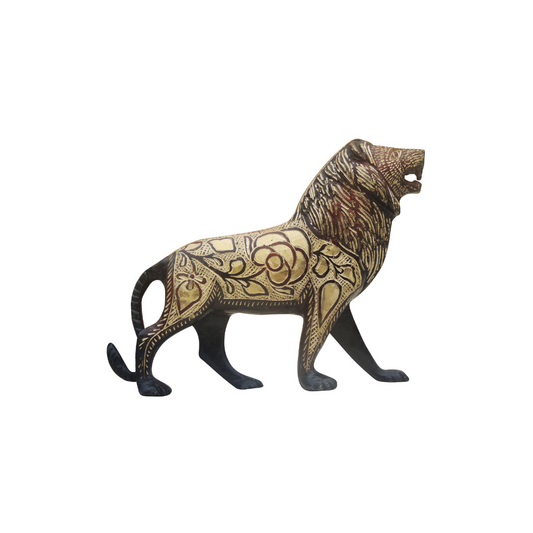 Brass Showpiece Lion Statue 1.06kg - PUSHMYCART