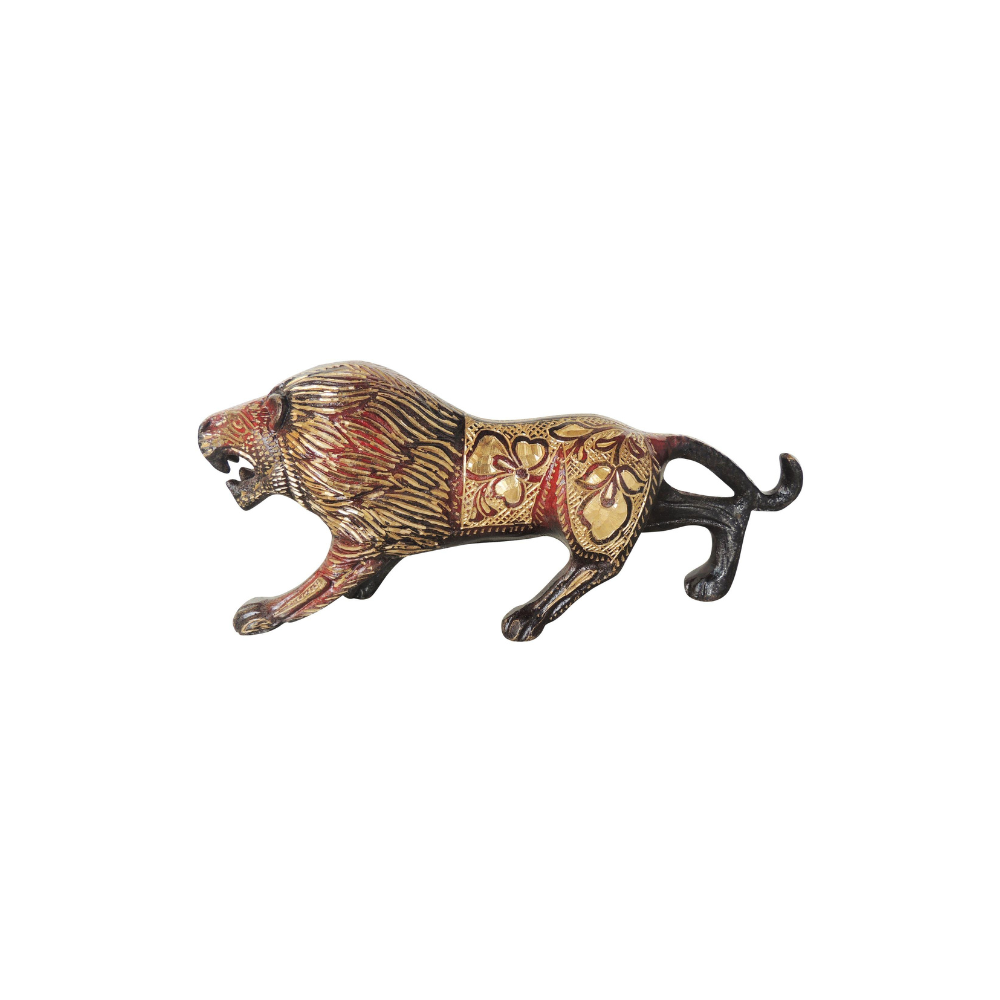 Brass Showpiece Lion Statue 0.9kg - PUSHMYCART