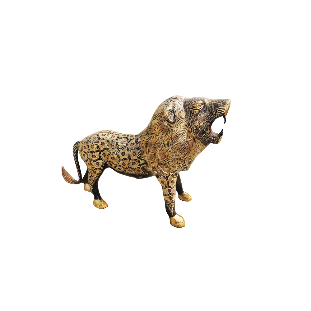 Brass Showpiece Lion Statue 6.76kg - PUSHMYCART