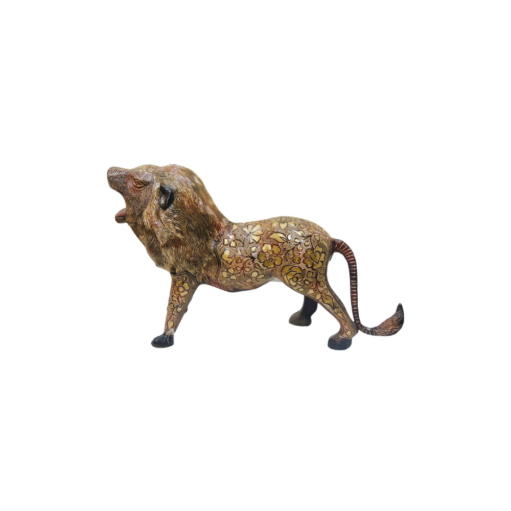 Brass Showpiece Lion Small 6.145kg - PUSHMYCART