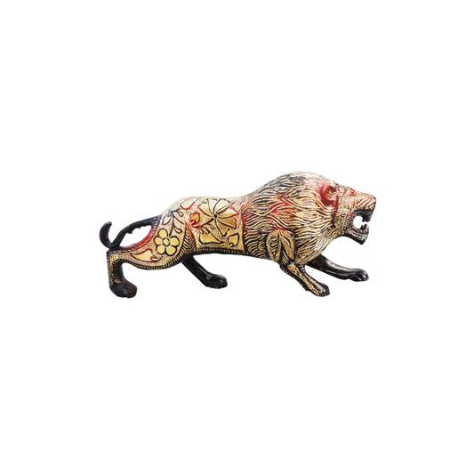 Brass Showpiece Lion Statue 1.48kg - PUSHMYCART