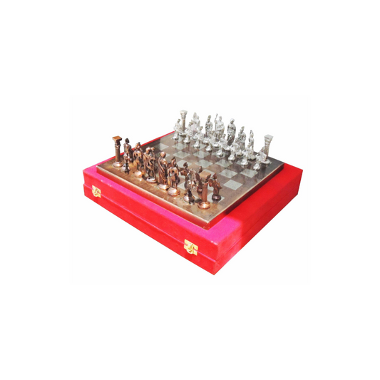 Brass Chess Silver Black 3.39Kg - PUSHMYCART