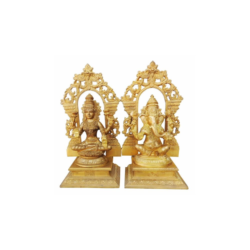 Brass Ganesh & Laxmi Statue 8.44kg - PUSHMYCART