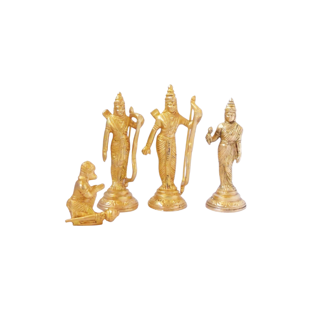 Brass Ram Darbar God Idol Statue 1.175kg - PUSHMYCART