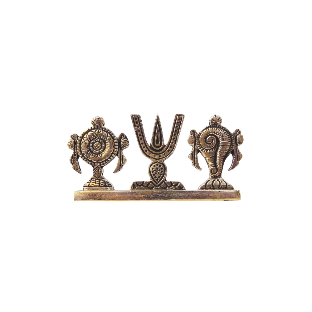 Brass Shankh Chakra Namah God Statue 0.14kg - PUSHMYCART