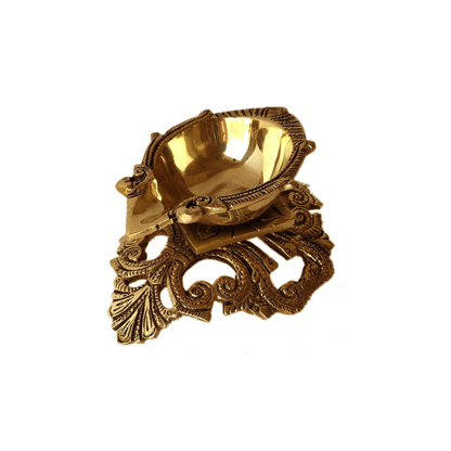 Brass Table Decor Oil Lamp Deepak 0.55kg - PUSHMYCART