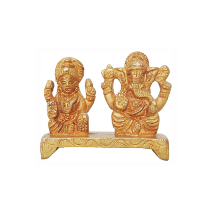 Brass Laxmi Ganesh One Base Statue 0.175Kg - PUSHMYCART