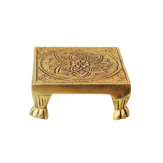Brass Chowki For God Idols 0.68Kg - PUSHMYCART