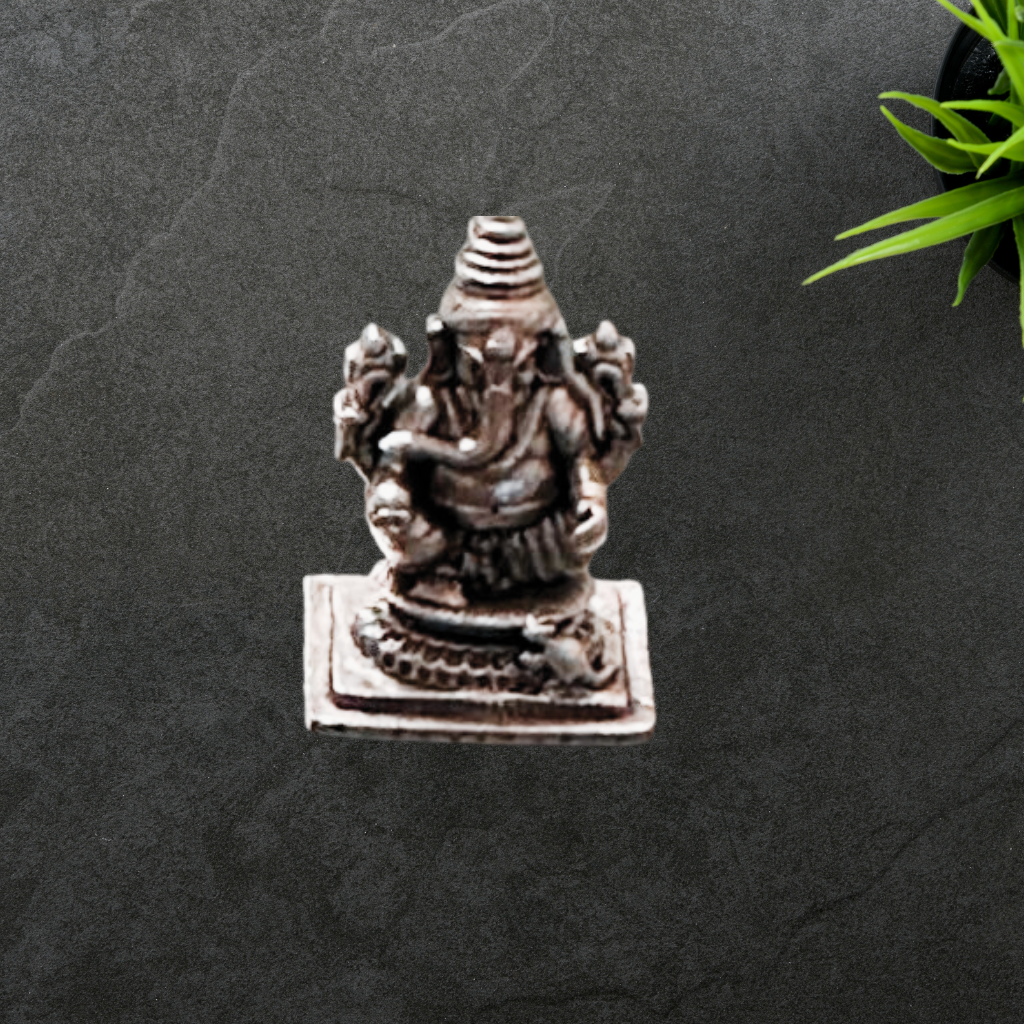 Pure Silver Ganesh Antique Idol 6 grams - PUSHMYCART