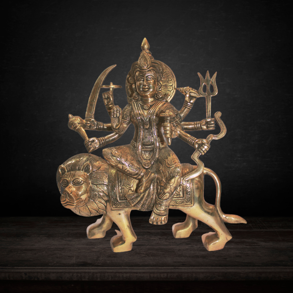 Brass Durga Ji Goddess Idol Statue 8.4kg - PUSHMYCART