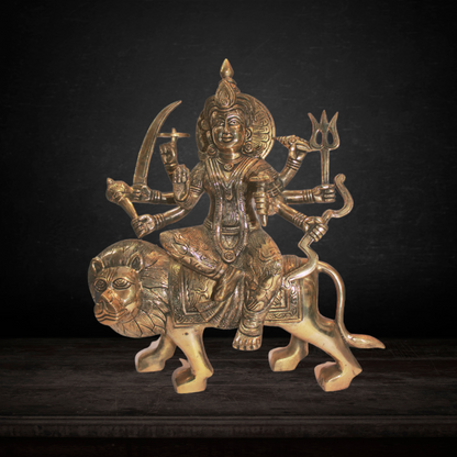 Brass Durga Ji Goddess Idol Statue 8.4kg - PUSHMYCART