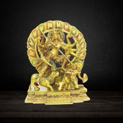 Brass Mahishasur Vardhini Statue 6.34kg - PUSHMYCART