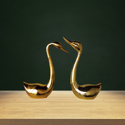 Brass Showpiece Duck Pair Statue 6.668kg - PUSHMYCART