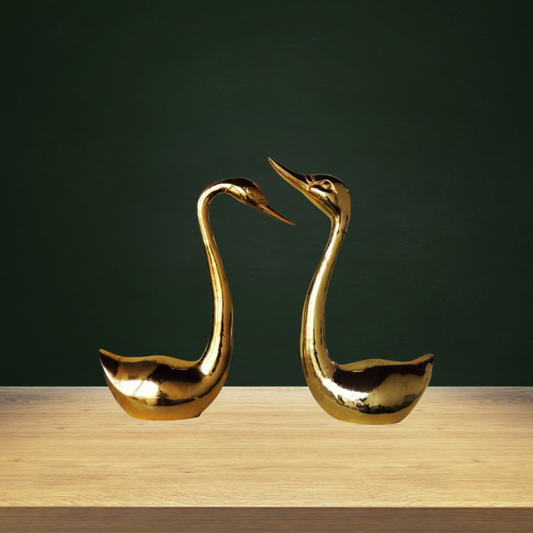 Brass Showpiece Duck Pair Statue 6.668kg - PUSHMYCART
