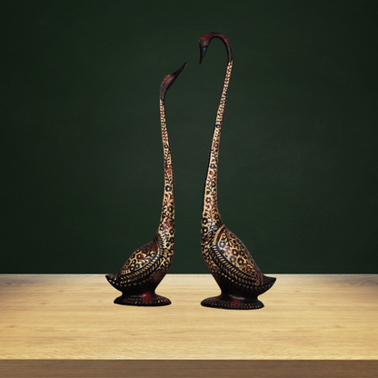 Brass Showpiece Duck Pair Black Statue 6.86kg - PUSHMYCART