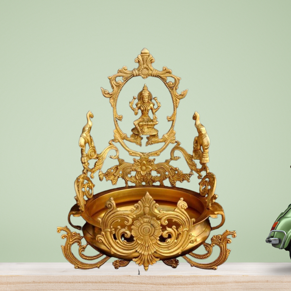 Brass Urli Goddess Lakshmi Figure 13.2kg - PUSHMYCART