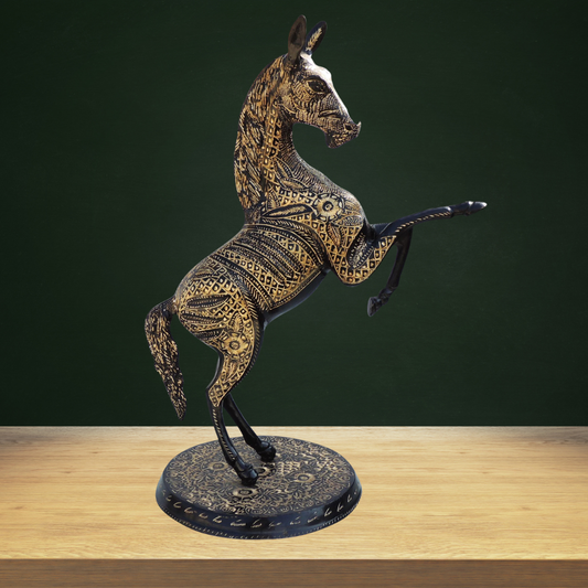 Brass Showpiece Jumping Horse Statue 6.9kg - PUSHMYCART