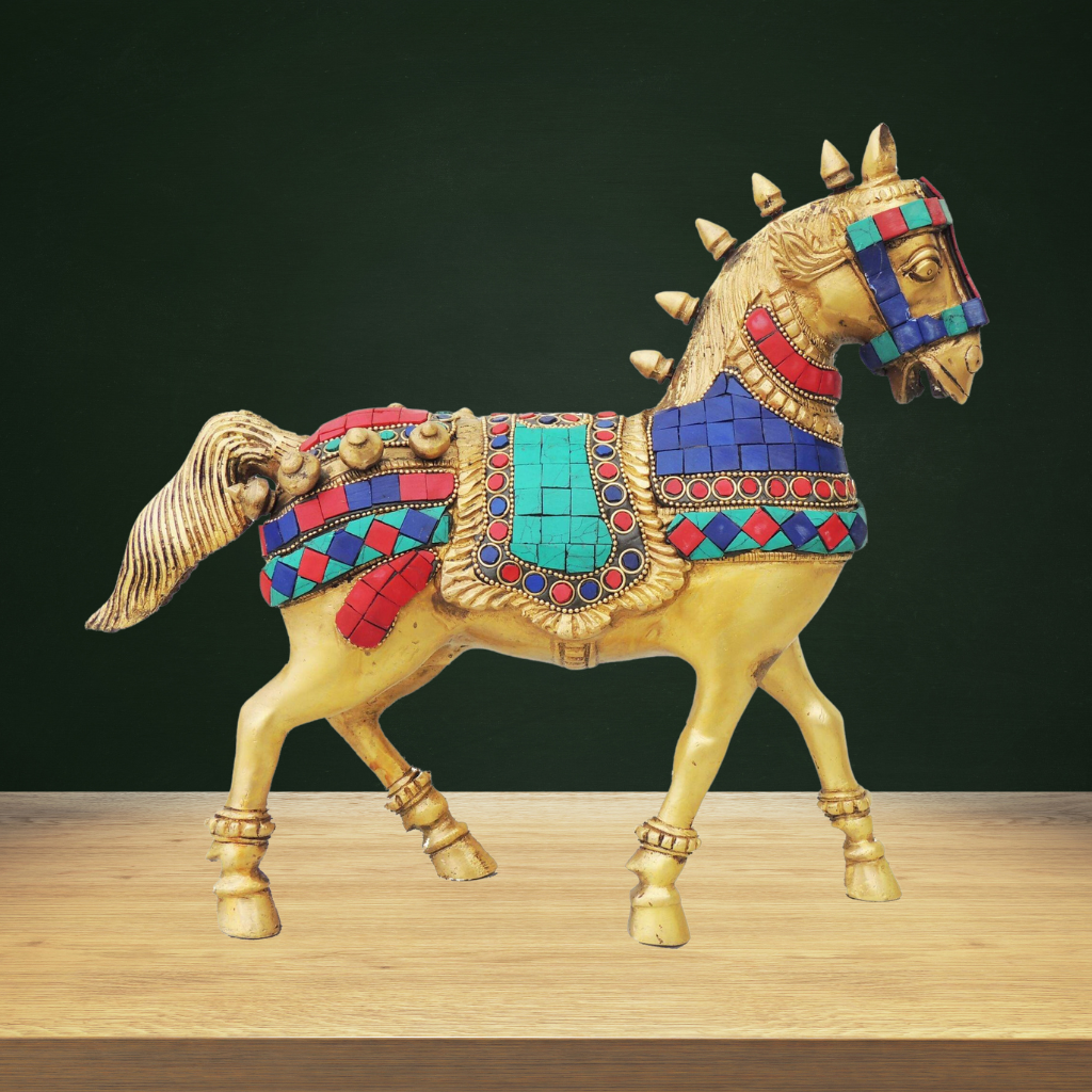 Brass Showpiece Running Horse Statue 4.32kg - PUSHMYCART