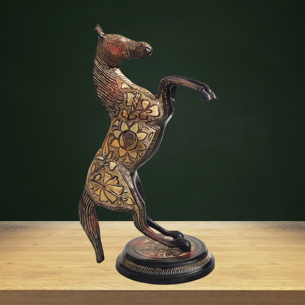 Brass Showpiece Jumping Horse 3.46kg - PUSHMYCART