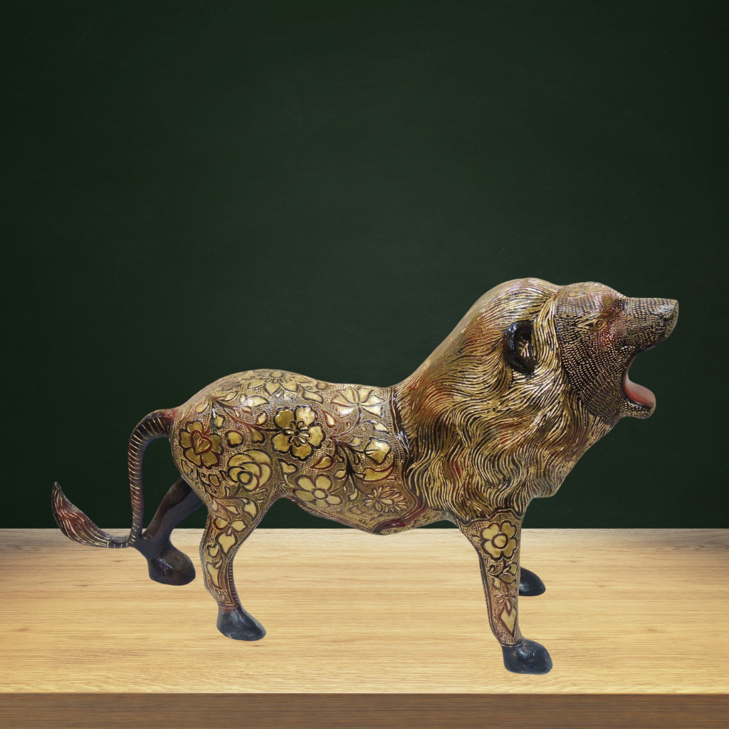 Brass Showpiece Lion Small 6.145kg - PUSHMYCART