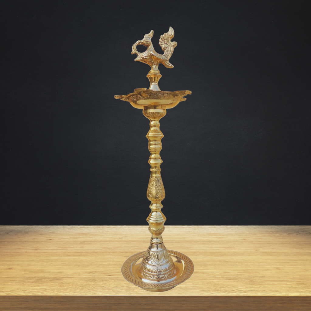 Brass Table Mahabharat Oil Lamp Deepak 2kg - PUSHMYCART