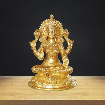 Brass Laxmi Ji Goddess Idol Statue 2.12kg - PUSHMYCART