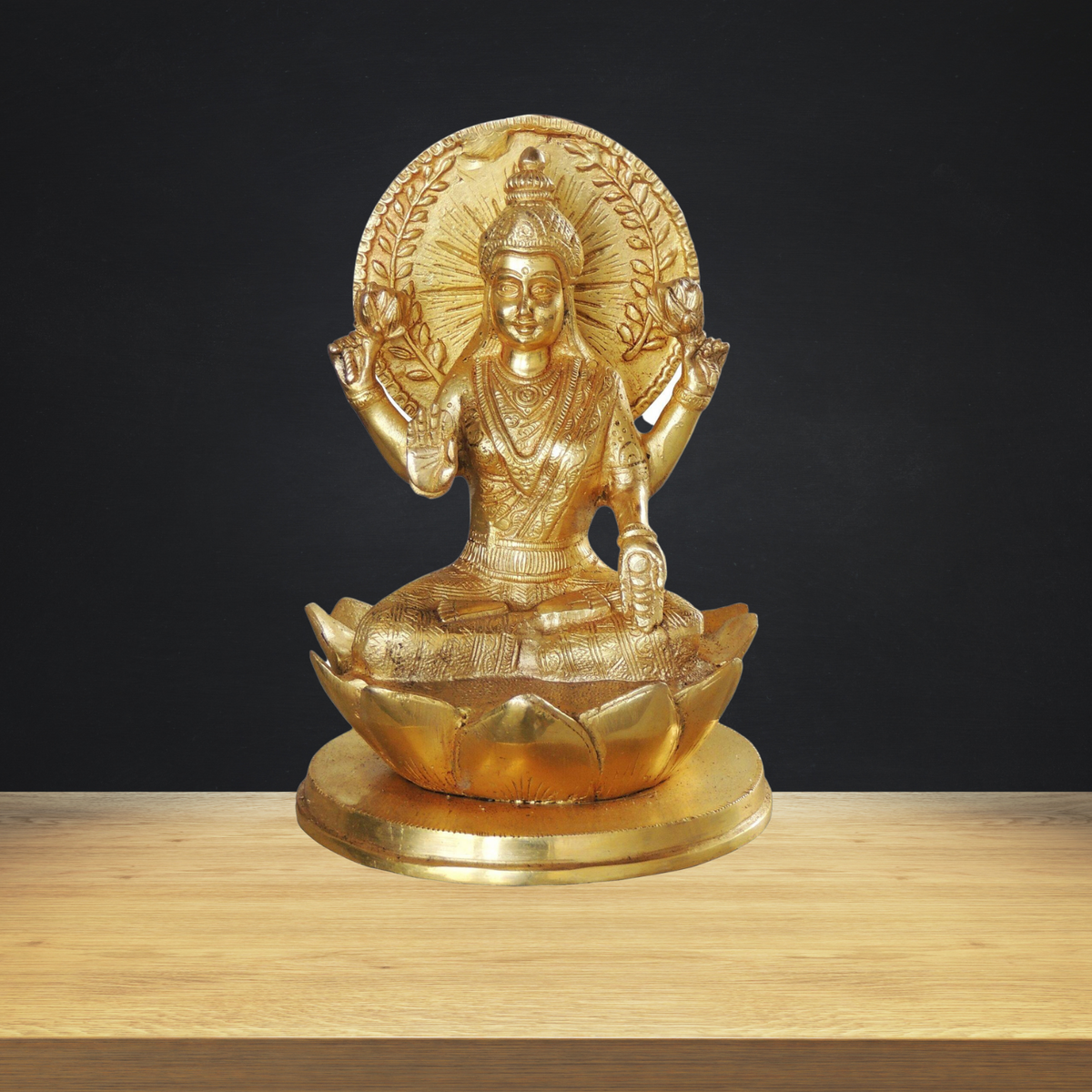 Brass Laxmi Ji Goddess Idol Statue 3.795kg - PUSHMYCART