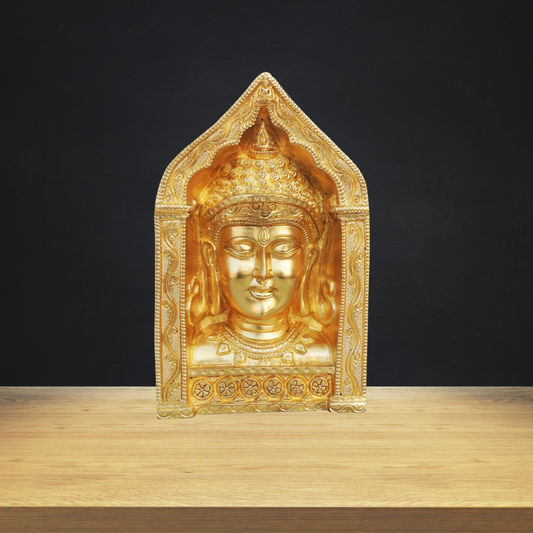 Brass Buddha Face with Frame Statue 3.33kg - PUSHMYCART